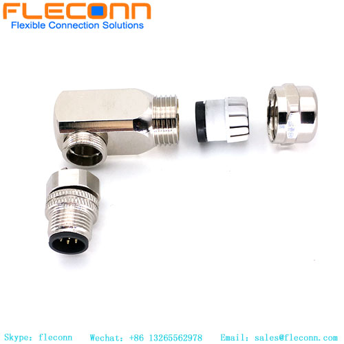 M12 8 Pin Right Angle Male Connector