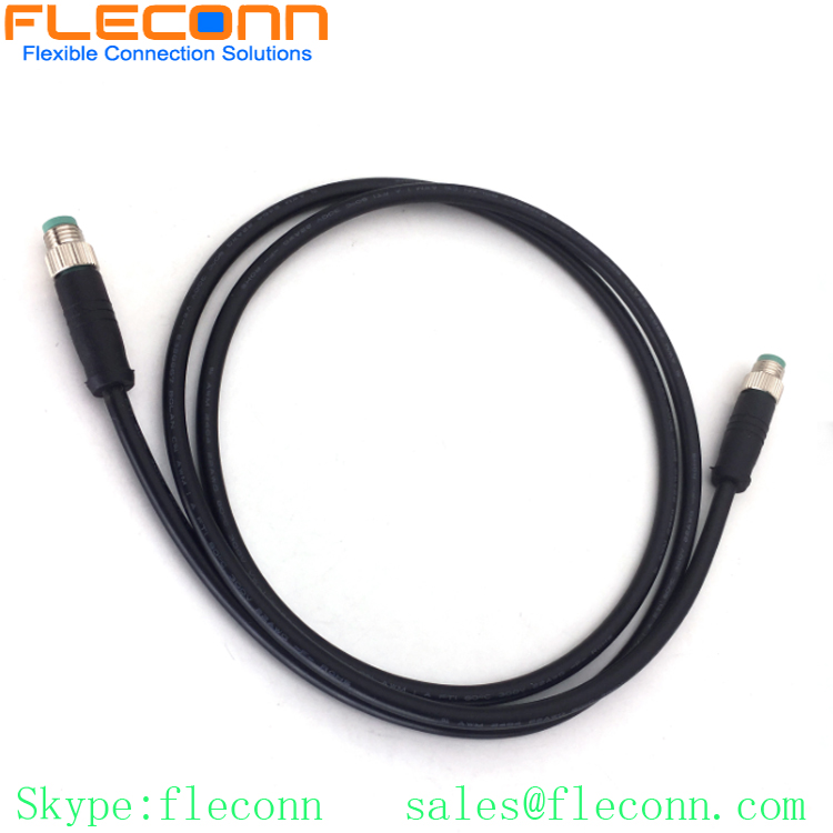 M8 4 Pos Male Plug Cable, Straight Molded Power and Signal Cable