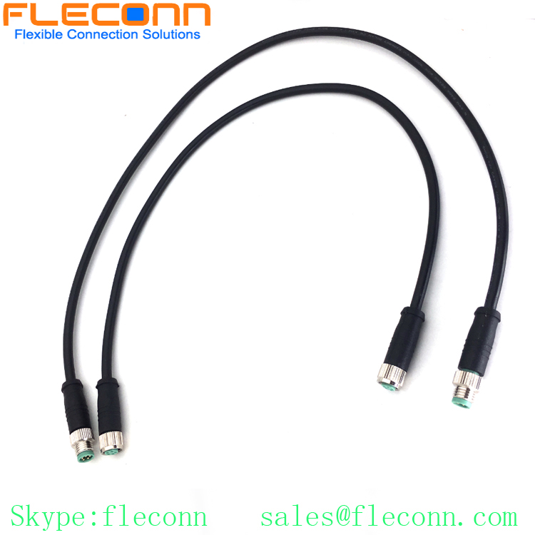 M8 B-coding 5 Positions Male to Male Plug Cable, Straight Overmolded PVC Cable