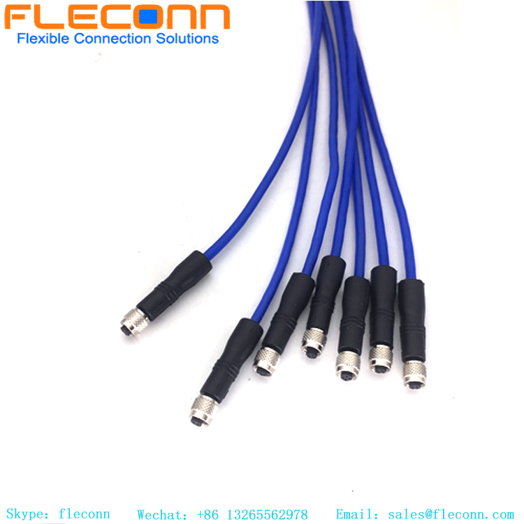 4 Contact M5 Circular Metric Connector Cable, Female, Straight Molding Type