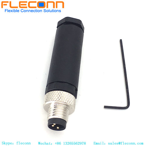 M8 3 Pin Connector, Male, Field Wireable, IP67 Waterproof