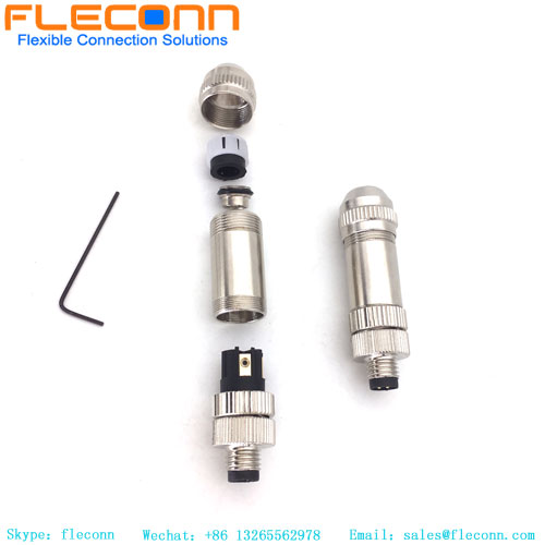 M8 4 Pin Male Connector, Metal Shielded