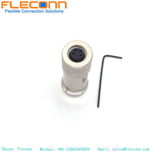 M8 4 Pin Female Connector, Metal Shielded, Field Wireable Cable Connector