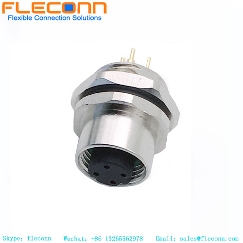 M12 4 Pin Panel Mount Connector