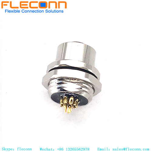 M12 12 Position A Code Female Mount Receptacle, Front Mounting Style