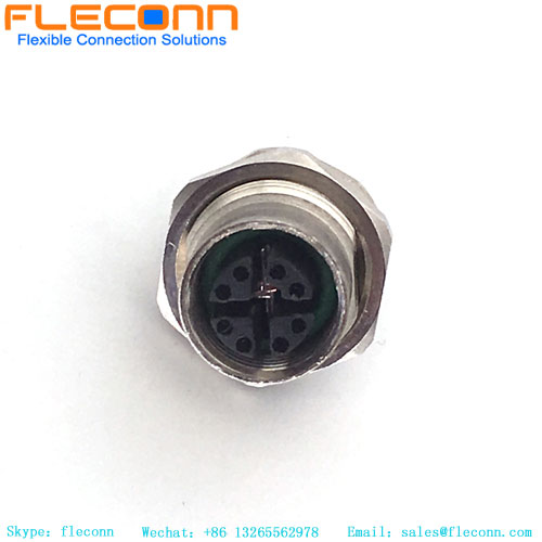 M12 PCB Mount Connector X-Coded Female, 8-Pin Shielded Receptacle