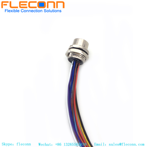 M12 12 Pin Front Panel Mount Connector With Cable