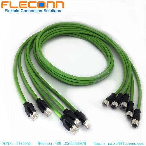 M12 4 Pin D-Coded Female to Rj45 Cable