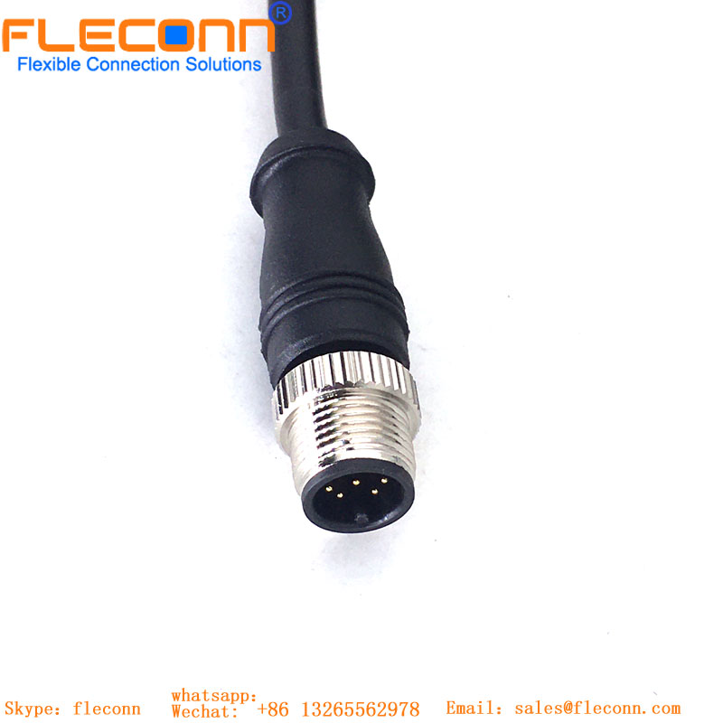 M12 8 Pole Cable, A-Coded Male To Female Straight Connector Cable