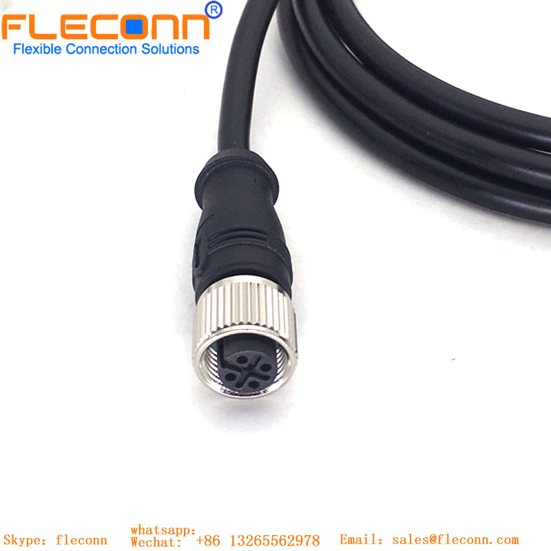 M12 Female Cable, 5 Pin Waterproof PUR Jacket Cable Assembly