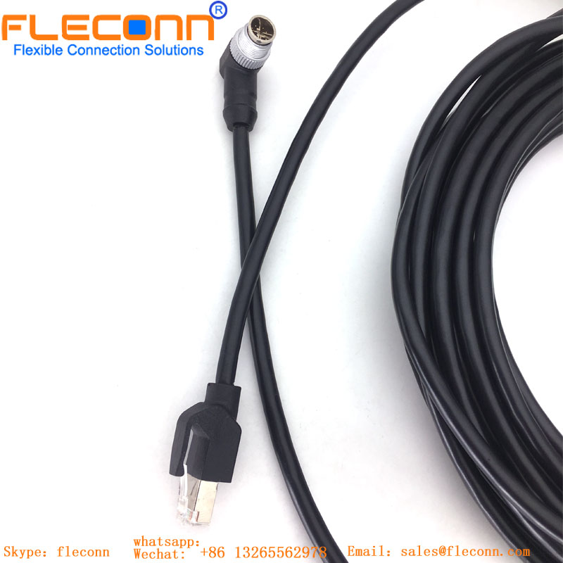 M12 Connector Male 8 Pin X Code To Rj45 Ethernet Cable