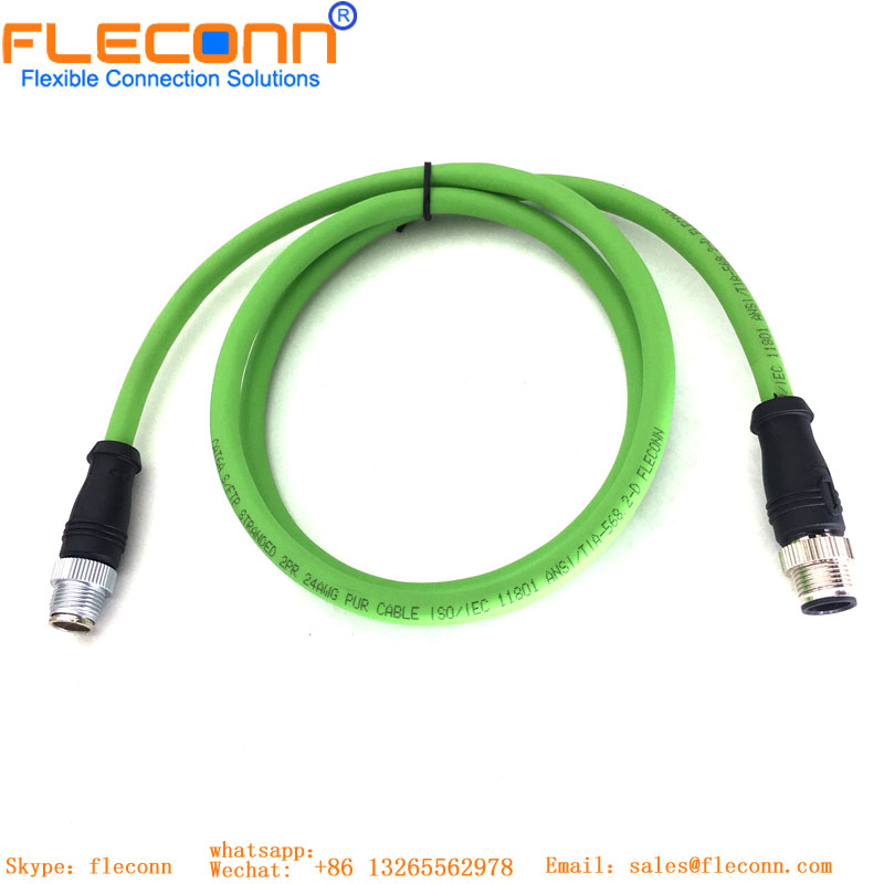 M12 D-coded To X-coded Connector Cable