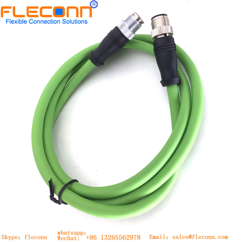 M12 4 Pin D-coded To 8 Pin X-coded Connector Cable